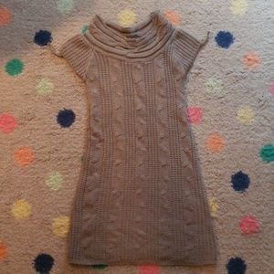 Thick grey cable knit knee length dress.